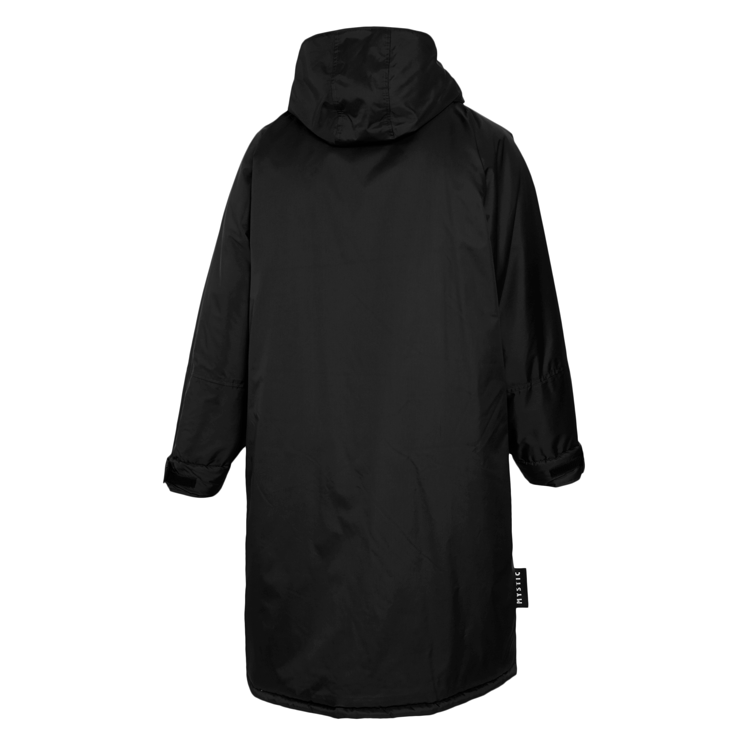 Mystic Poncho Explore – Waterproof Changing Robe 2026 - black back view of the jacket with hood.