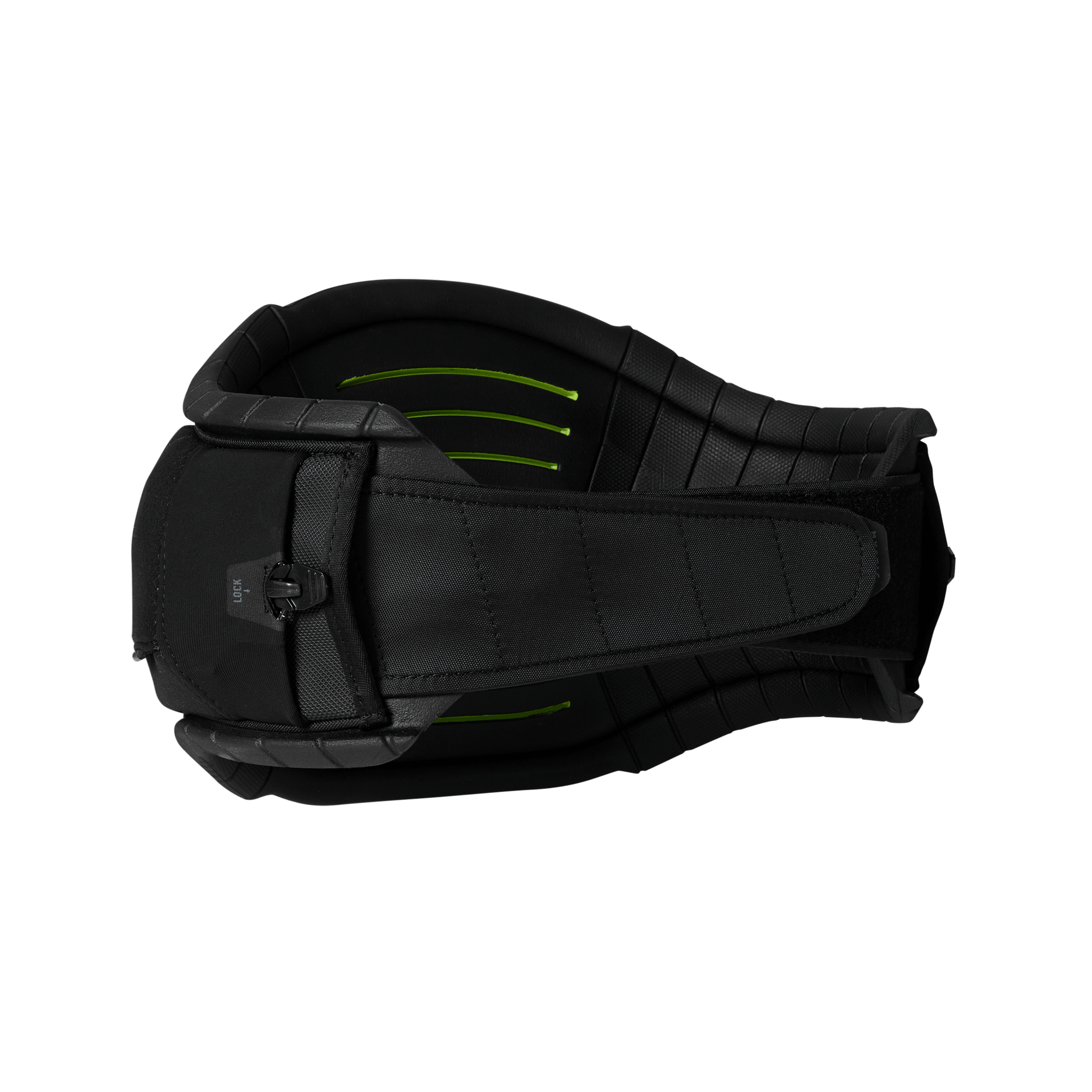 Mystic Stealth Waist Harness - 2026 top view showcasing carbon composite shell and Fly Mold padding.