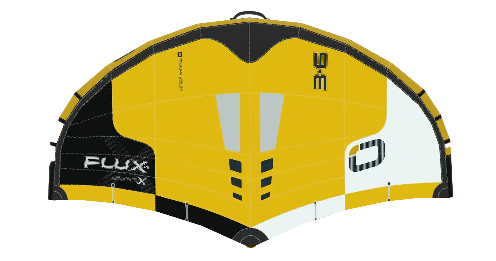 Ozone Flux V2 Ultra-X – Freeride Without Limits in vibrant yellow design, showcasing innovative sail shape and performance features.