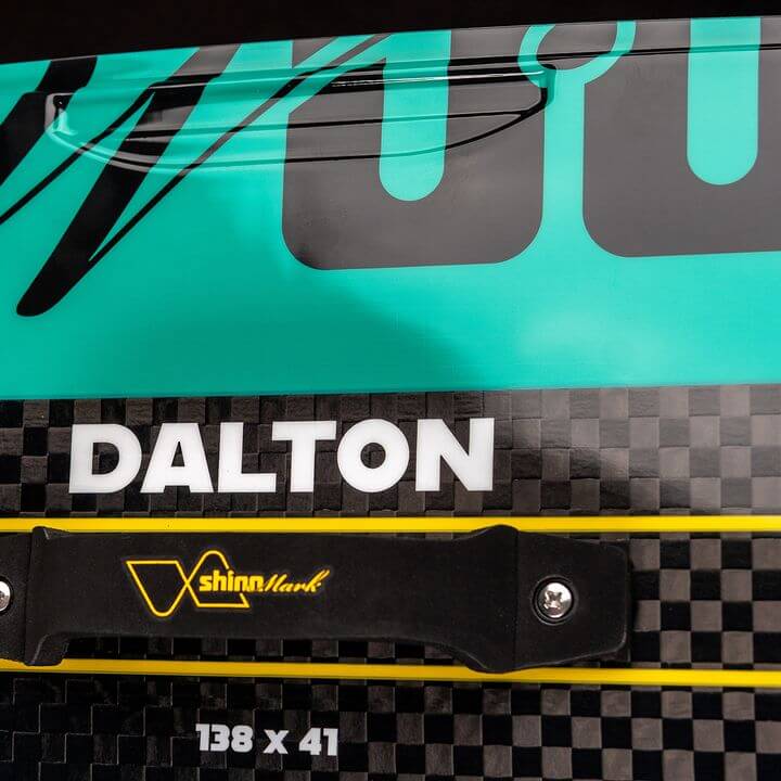 Shinn Dalton Kiteboard 2025 – Freestyle & Freeride Power close-up view of branding and specifications.
