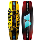 Shinn Monker Kiteboard 2025 – Smooth Control & Comfort showing front and back design, featuring vibrant yellow and red color schemes.
