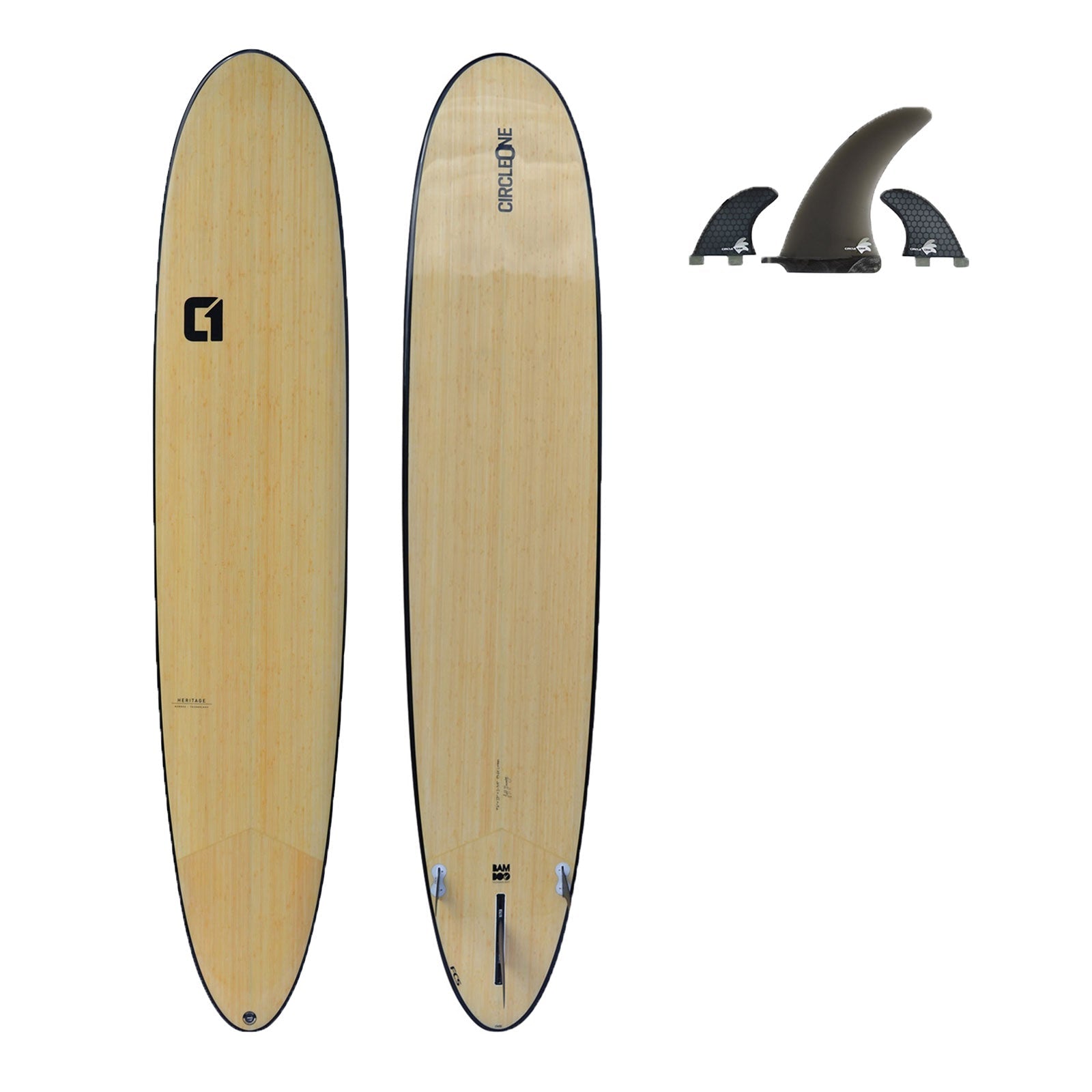 Circle One 9'6 Bamboo Longboard – deck view