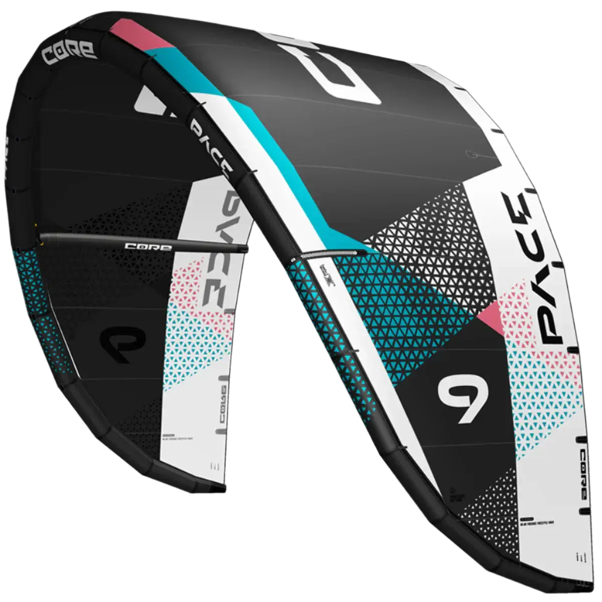 Core Pace Exotex kite showcasing its distinctive design for big air and precision freeride performance.