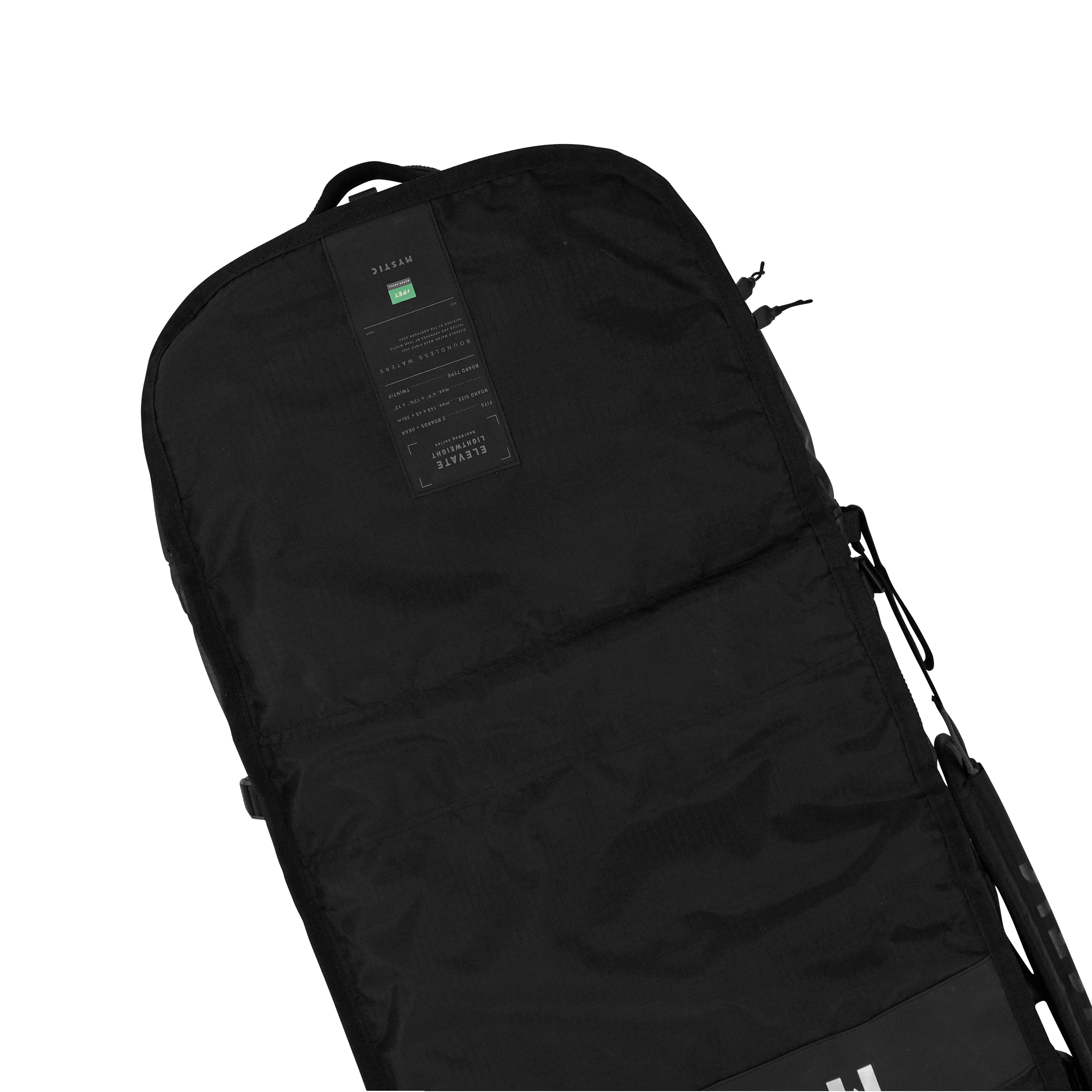 Elevate Lightweight Boardbag - Black - 2026, featuring durable nylon ripstop and water-repellent fabric.