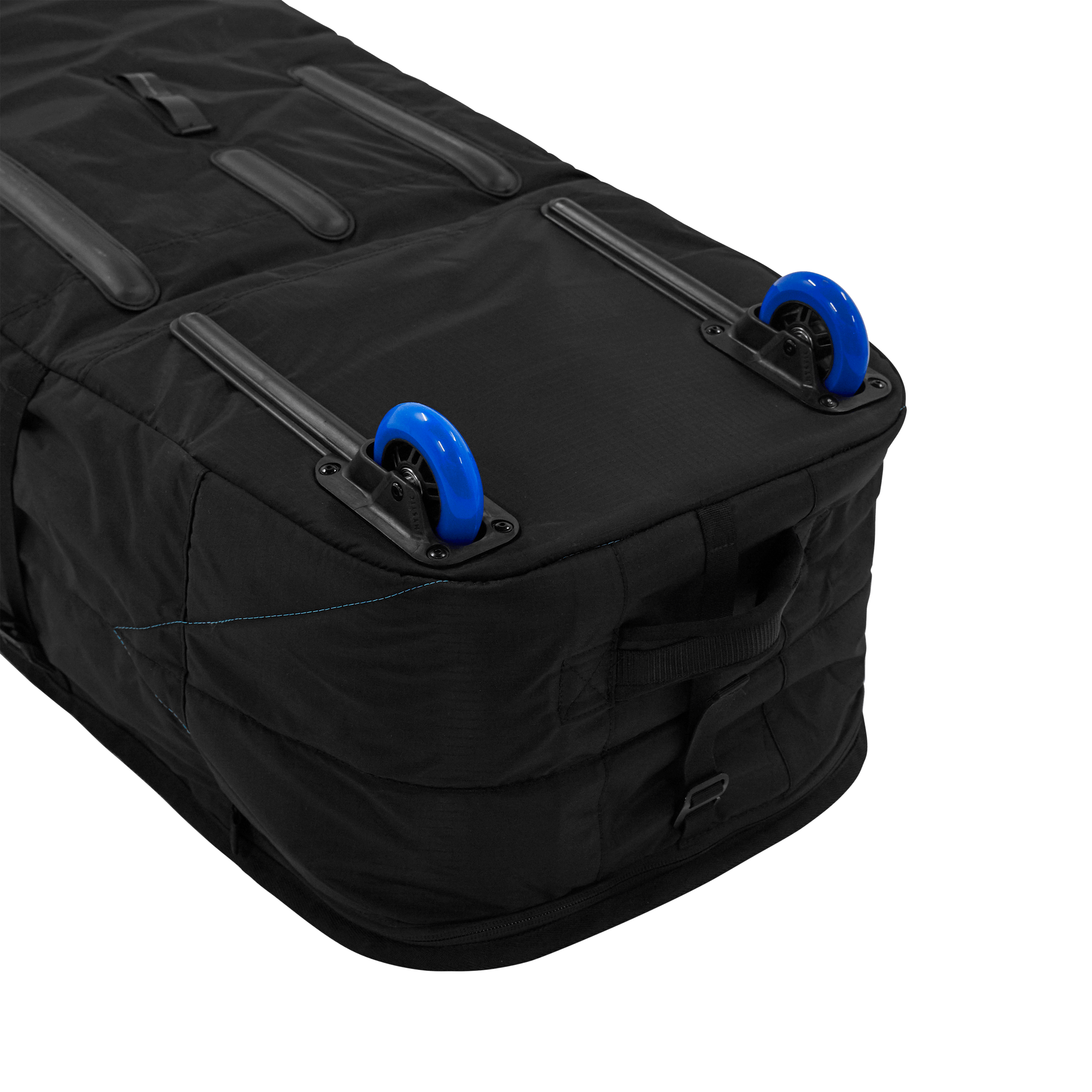 Elevate Lightweight Boardbag - Black - 2026 with blue handles and durable, water-repellent nylon fabric.
