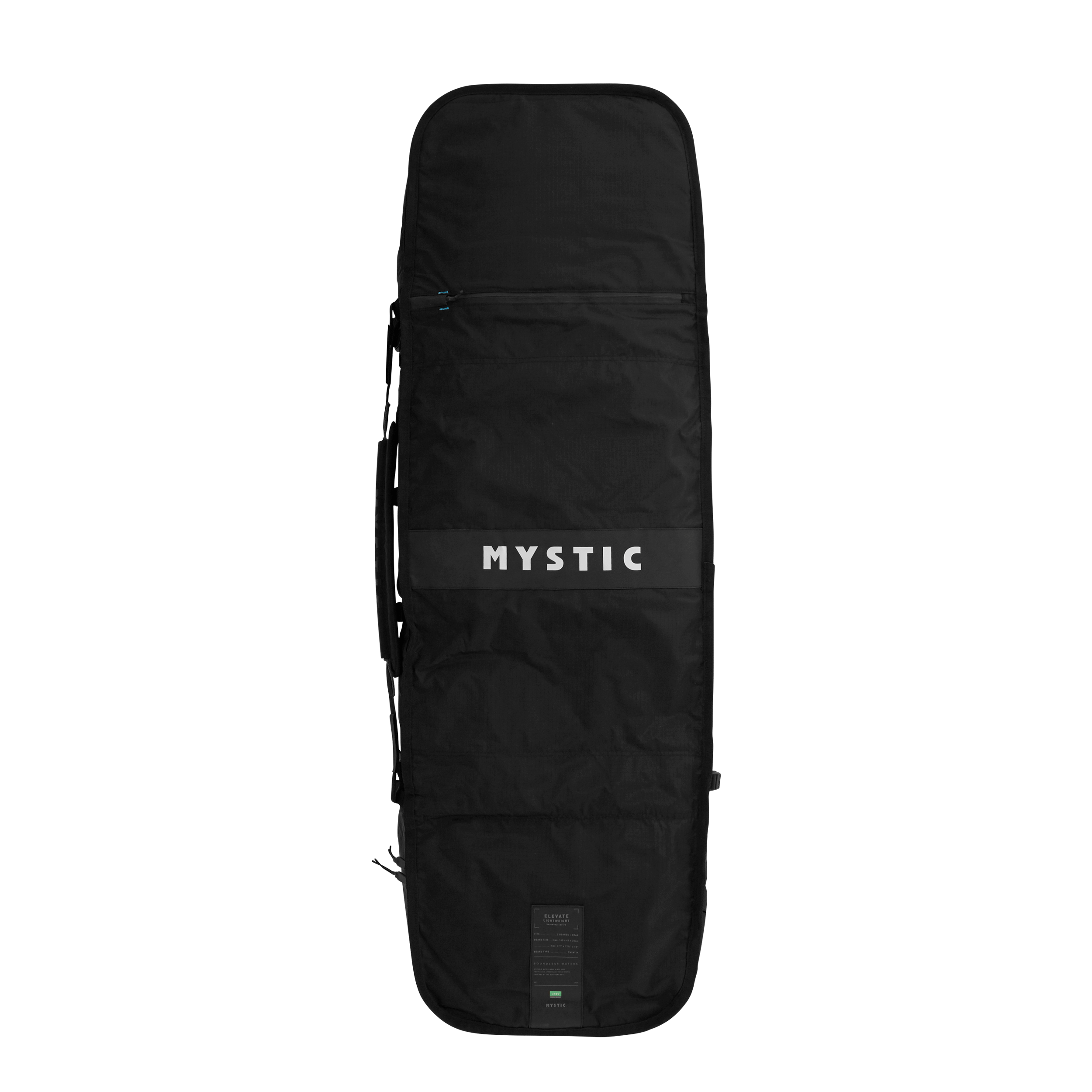 Elevate Lightweight Boardbag - Black - 2026 in black fabric with Mystic logo and padded design.