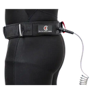 Wingfoil board waist leash attached to a wetsuit, showcasing the FBC Board Waist Leash V2's design and safety features.