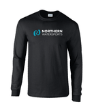 Northern Watersports Black Logo Tee – Long Sleeve on display, showcasing its clean design and heavyweight comfort.