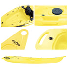 Kaafu Solo Fishing Kayak | Plastic Neutral | Yellow | Complete Package - Close-up views of features and design.