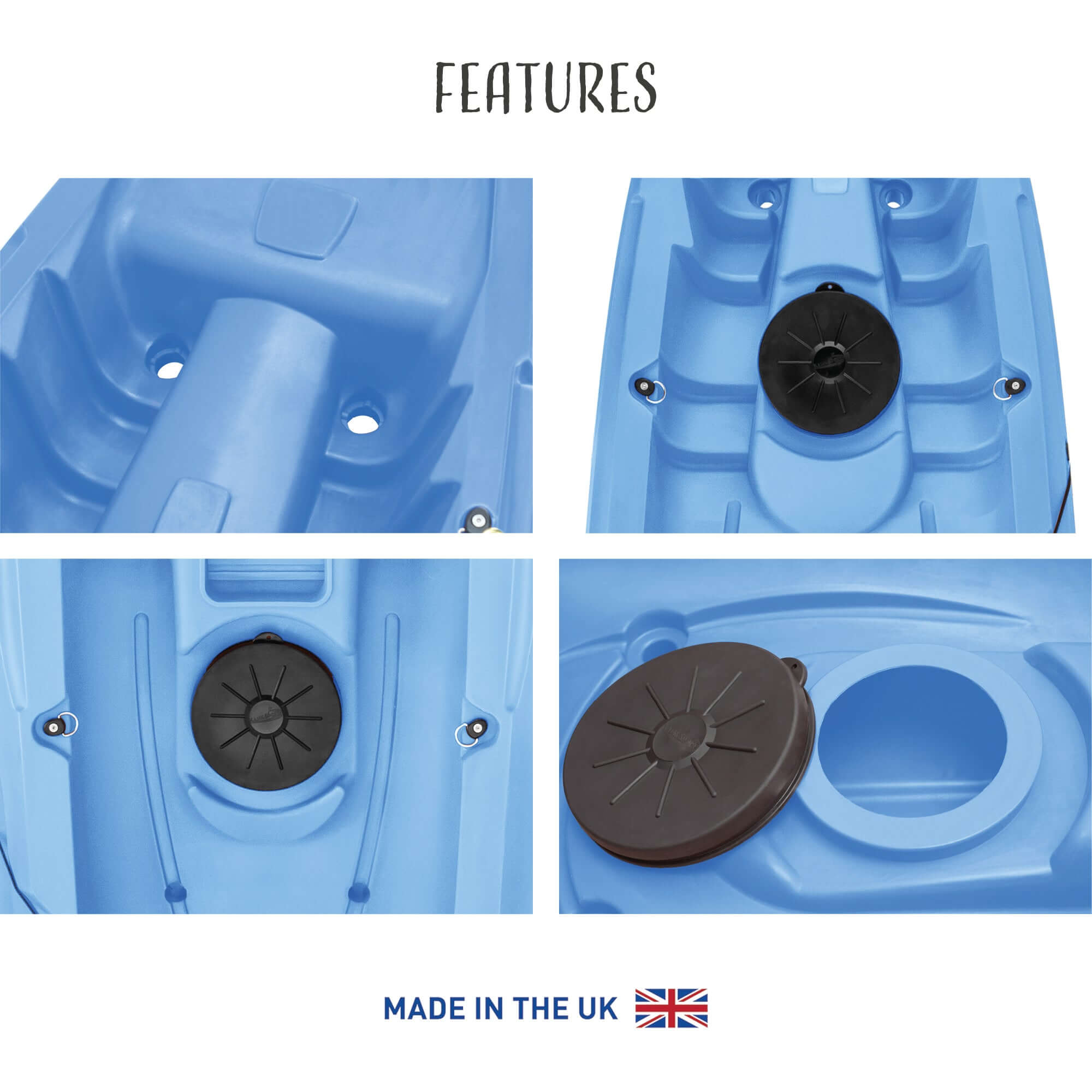 MAHEE Double Seater Kayak Blue Package Deal 🔵 showing features and storage compartments.