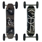 MBS Comp 95 Mountainboard showing both top and bottom views, featuring durable construction and all-terrain wheels.