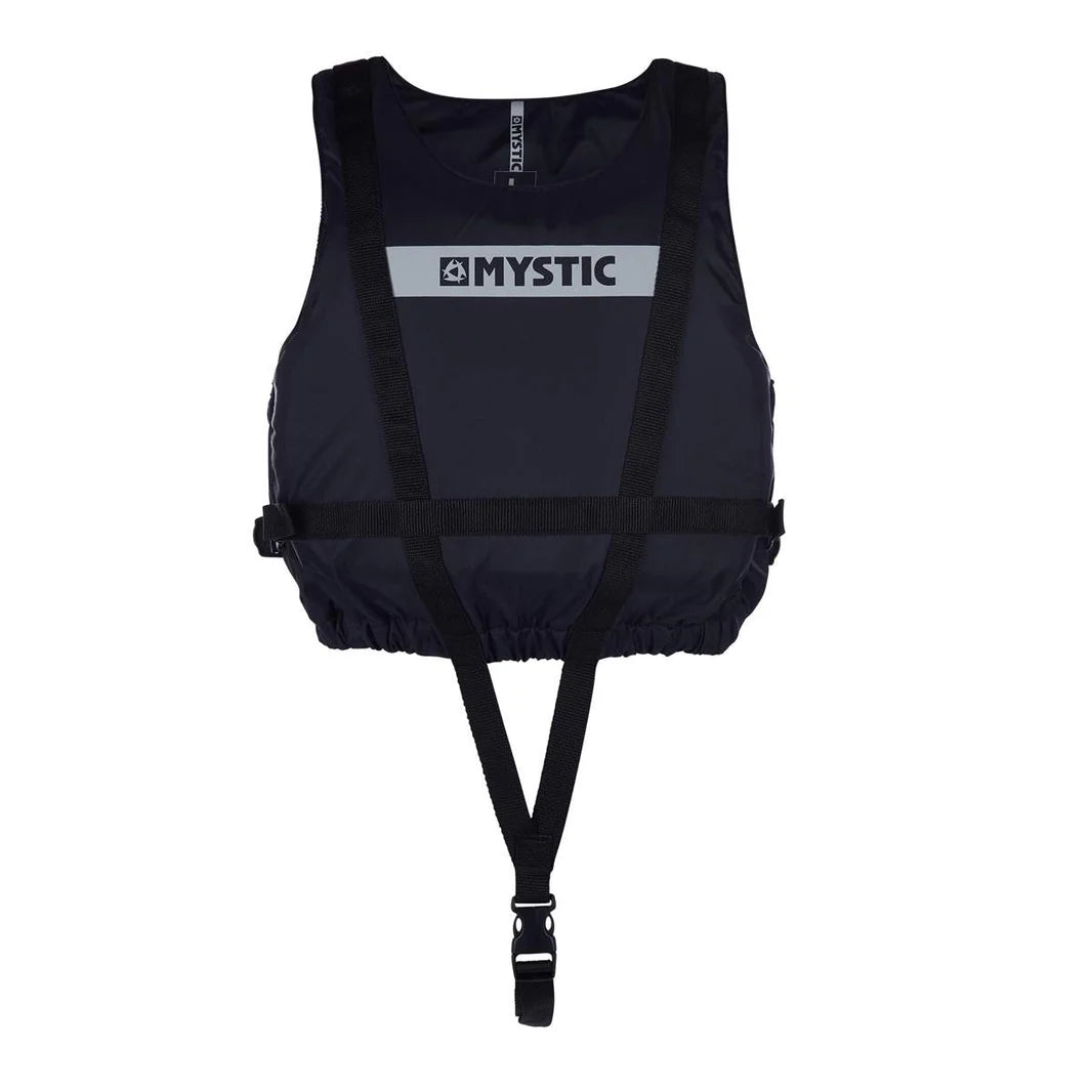 Mystic Brand Floatation Vest | Buoyancy Aid in black, designed for watersports with secure fit and easy adjustment.