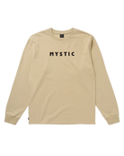 Mystic Brand Long Sleeve Tee 2026 | Mens Watersports Tee in beige color with black 'MYSTIC' logo.