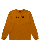 Mystic Brand Long Sleeve Tee 2026 | Mens Watersports Tee in mustard color, featuring 'MYSTIC' text on the front.