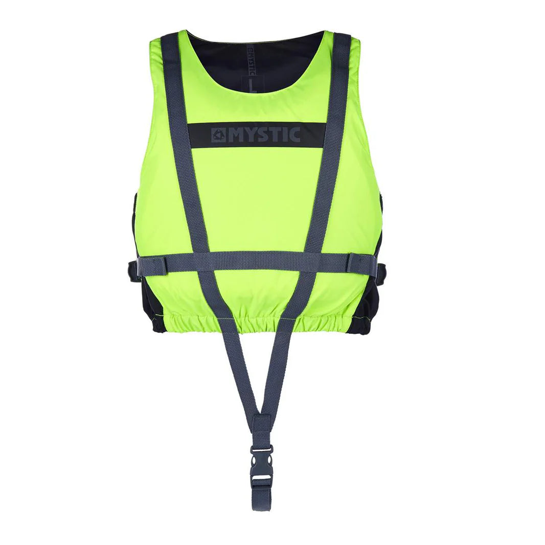 Mystic Brand Floatation Vest | Buoyancy Aid in Lime color, designed for comfort and safety in watersports.