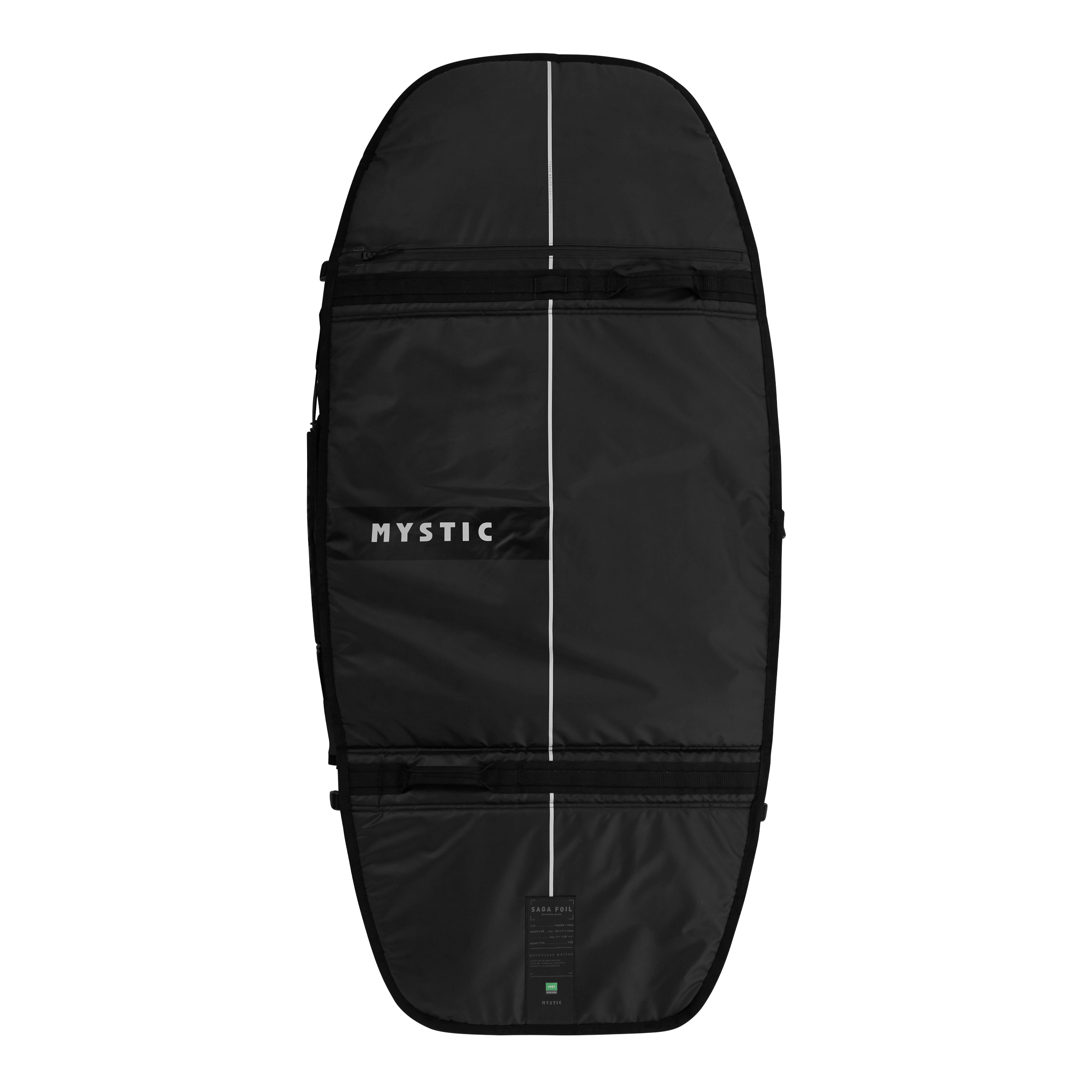 Mystic SAGA Wingfoil Travel Bag – XL Wheels with black exterior and logo design