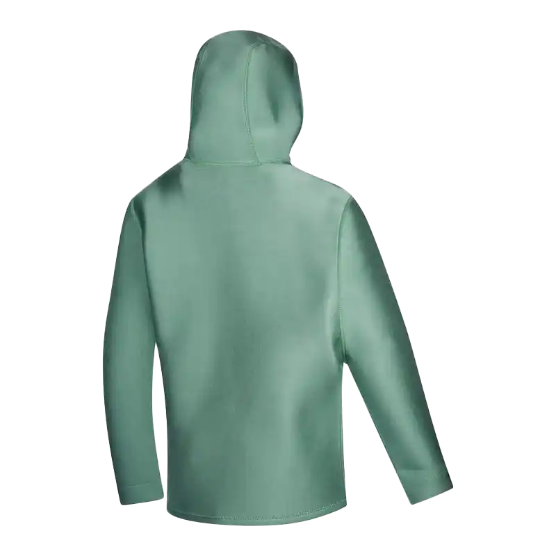 Mystic Star Sweat 2mm | Neoprene Windproof Hoody back view in green, showcasing the hood and design.