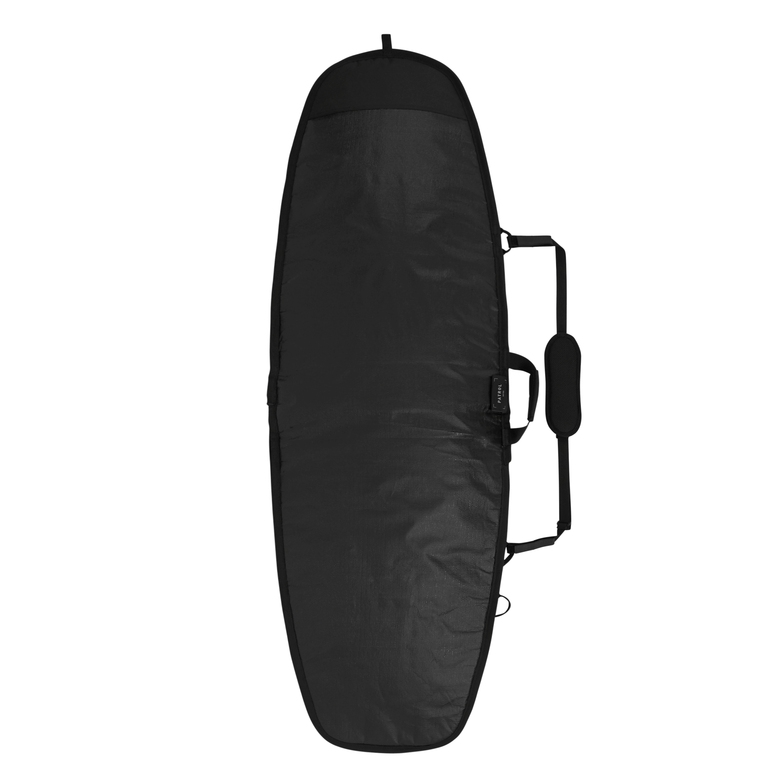 Patrol Day Cover Stubby - Black - 2026 for stubby shaped boards with a shoulder strap and core support.