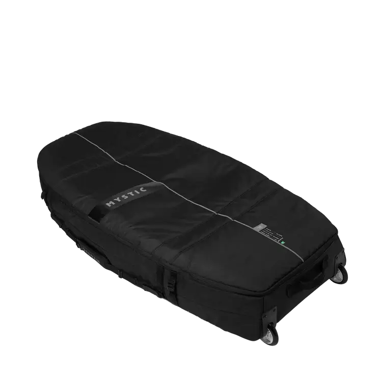 Mystic PATROL Wingfoil Travel Bag - XL Wheels on a black background for secure travel.