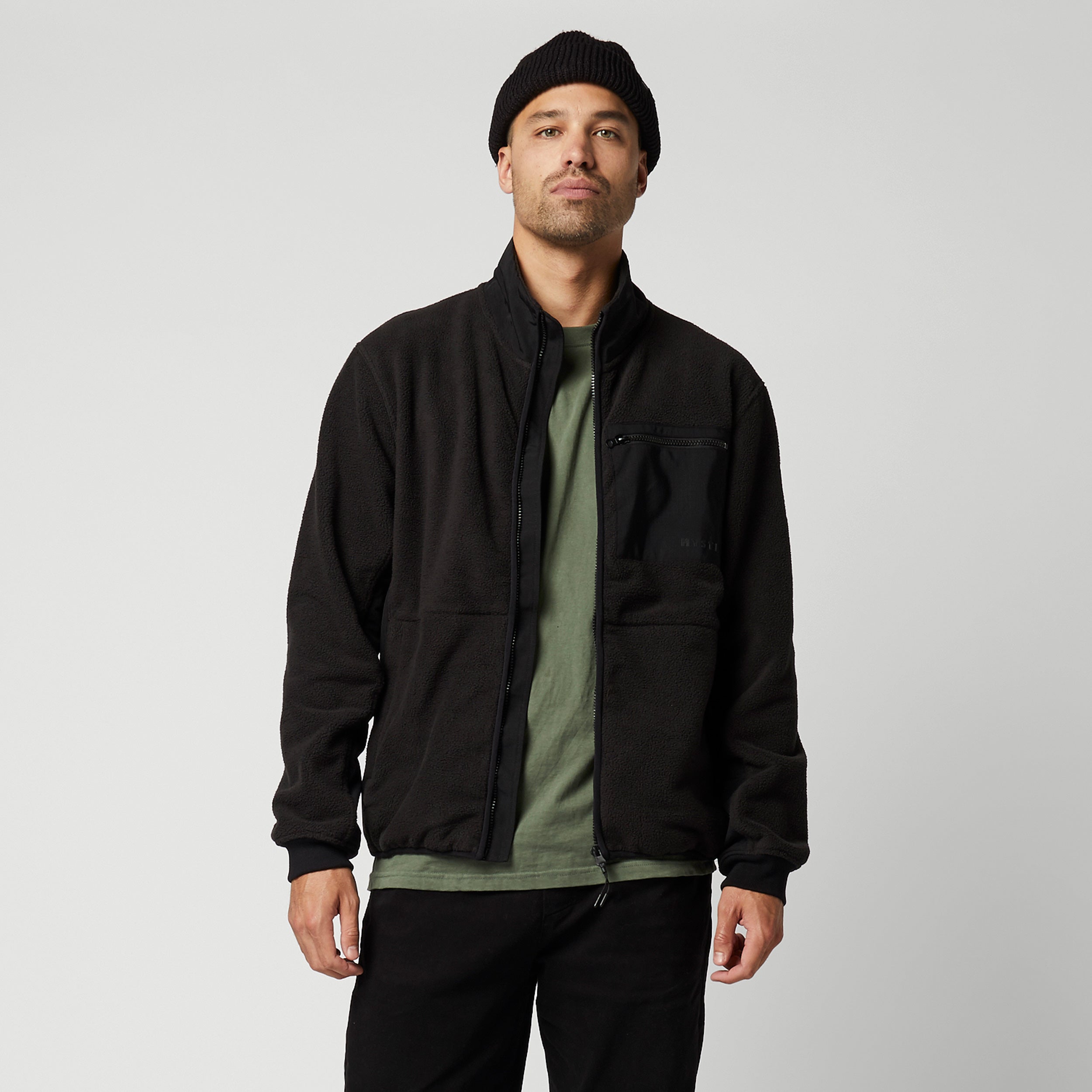 Mystic DTS Fleece Zip Thru Sweat fabric detail