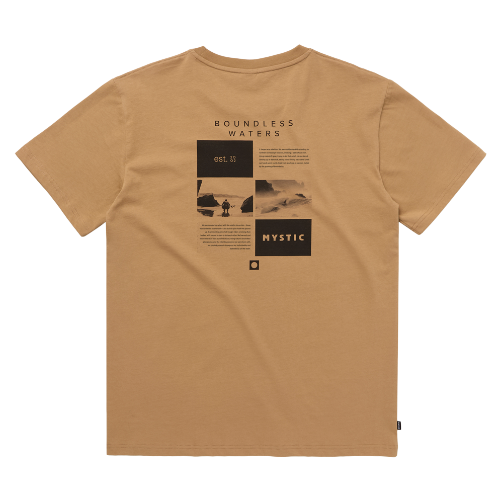 Mystic Trifecta Tee Slate Brown back print detail