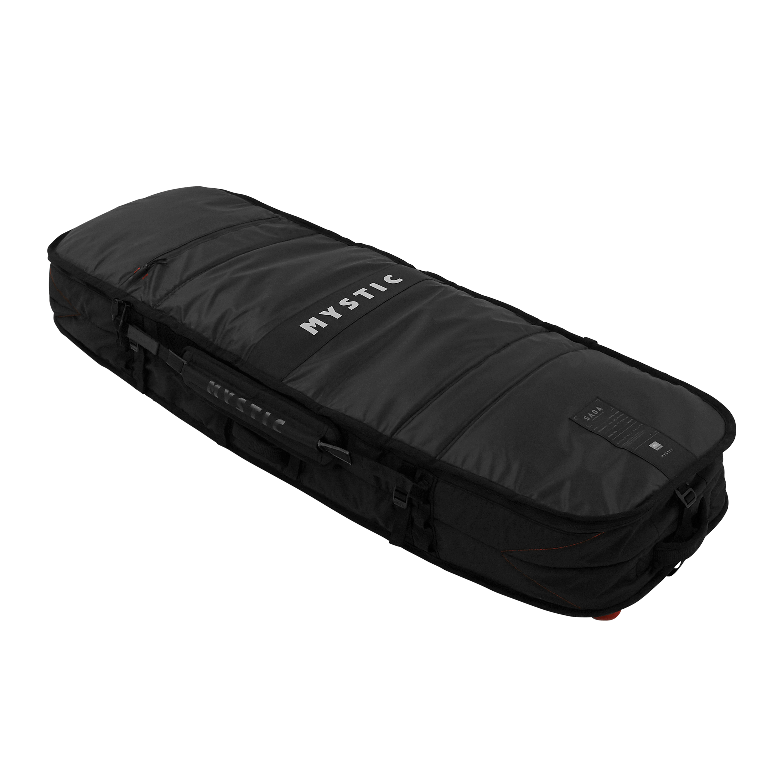 Saga Boardbag - Black - 2026, durable water-repellent fabric with interconnect strap and air vent.