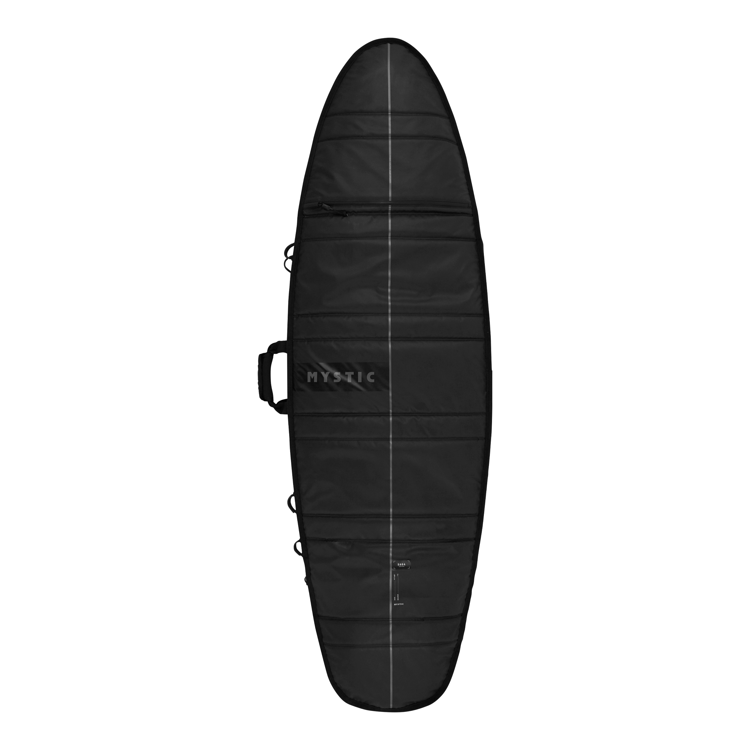 Saga Surf Boardbag - Black - 2026, black surfboard bag with multiple compartments and durable material.