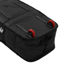 Saga XL Boardbag - Black - 2026 close-up view of black water repellent fabric with red handles.