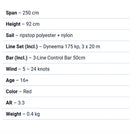 HQ Kites Rush Pro Trainer Kite 3 line with bar